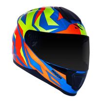 Capacete Norisk Moto Fechado Razor Cutting Azul Laranja