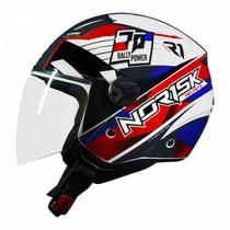 Capacete Norisk Orion R1 Branco Vermelho Azul Aberto