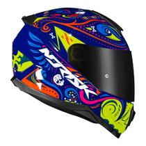 Capacete Norisk Razor Circus Azul e Amarelo Brilhante Moto Motoqueiro