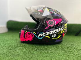 Capacete Norisk Razor Circus Fechado Preto com Rosa Brilhante
