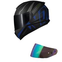 Capacete Norisk Razor Full Preto e Azul Fosco Mais Viseira Camaleão Capacete Norisk Razor Full Preto e Azul Fosco Mais Viseira Camaleão