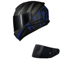 Capacete Norisk Razor Full Preto e Azul Fosco Mais Viseira Fumê