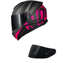 Capacete Norisk Razor Full Preto e Rosa Fosco Mais Viseira Fumê