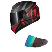Capacete Norisk Razor Full Preto e Vermelho Fosco Mais Viseira Camaleão Capacete Norisk Razor Full Preto e Vermelho Fosco Mais Viseira Camaleão