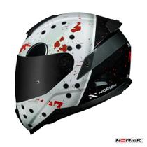 Capacete Norisk Razor Mascara do Jason Branco Preto Cinza