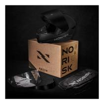 Capacete Norisk Razor Monocolor Preto Fosco Edition Com Viseira Fumê Mais Spoiler Fumê e Narigueira Alta