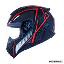 Capacete Norisk Razor Ninja Preto Cinza Vermelho Fosco