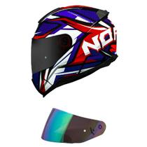 Capacete Norisk Razor Sharp Azul e Vermelho Mais Viseira Camaleão Capacete Norisk Razor Sharp Azul e Vermelho Mais Viseira Camaleão