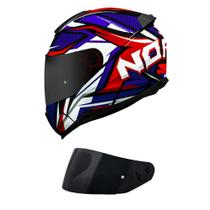 Capacete Norisk Razor Sharp Azul e Vermelho Mais Viseira Fumê Capacete Norisk Razor Sharp Azul e Vermelho Mais Viseira Fumê