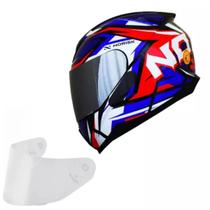 Capacete Norisk Razor Sharp Azul Vermelho Viseira Prata