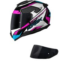 Capacete Norisk Razor Speed Max Branco Rosa e Azul Mais Viseira Fumê Capacete Norisk Razor Speed Max Branco Rosa e Azul Mais Viseira Fumê