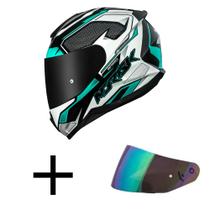 Capacete Norisk Razor Speed Max Preto e Verde Mais Viseira Camaleão