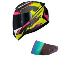 Capacete Norisk Razor Speed Max Preto Rosa e Amarelo Fosco Mais Viseira Camaleão Capacete Norisk Razor Speed Max Preto Rosa e Amarelo Fosco Mais Viseira Camaleão