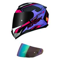 Capacete Norisk Razor Speed Max Rosa e Roxo Mais Viseira Camaleão Capacete Norisk Razor Speed Max Rosa e Roxo Mais Viseira Camaleão