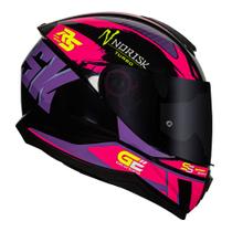 Capacete Norisk Razor Turbo Preto Rosa E Roxo Capacete Norisk Razor Turbo Preto Rosa E Roxo