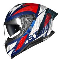 Capacete Norisk Strada 2 ST Branco Azul e Vermelho C/ Óculos Masculino e Feminino