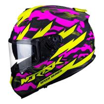 Capacete Norisk Strada Commando Preto Verde Rosa Fosco Viseira Interna Feminino