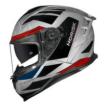Capacete Norisk Strada II Evoque Prata Azul e Vermelho