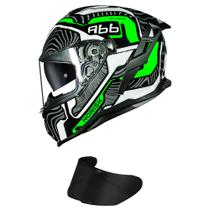 Capacete Norisk Strada II Fusion Preto Preto e Verde Mais Viseira Fumê