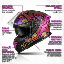 Capacete Norisk Strada II Lotus Preto Fosco Rosa Capacete Norisk Strada II Lotus Preto Fosco Rosa