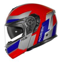 Capacete Norisk Vortex Traveler Cinza Azul e Vermelho Tamanho:60