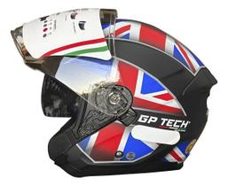 Capacete Of669 Uk Preto Azul Vermelho Fosco Gp Tech