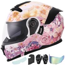 Capacete Oumurs Modular Integral com Aba Dobrável - Floral (M) Capacete Oumurs Modular Integral com Aba Dobrável - Floral (M)