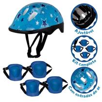 Capacete para ciclismo com kit de proteção azul infantil cks