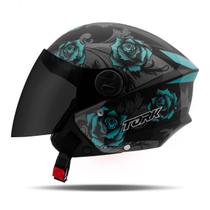 Capacete Para Moto Aberto Urbano Viseira Fumê Feminino e Masculino New Liberty Three Flowers Fosco