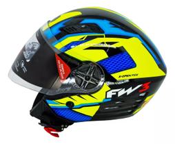 Capacete Para Moto Aberto X Open Up Fox Fw3 Óculos Interno