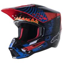 Capacete Para Moto Alpinestar Rayon S M5 Tamanho Áudio M 57 58 Azul Branco