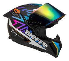 Capacete Para Moto Bieffe B12 Target Preto Rainbow Color Capacete Para Moto Bieffe B12 Target Preto Rainbow Color