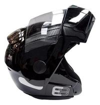 Capacete Para Moto Escamoteável EBF New E8 Matt Black Solid Tamanho 60 Robocop Articulado masculino Lançamento