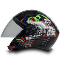 Capacete para Moto Fechado X Open Carol Turbo Viseira 2mm Tamanho 58 Preto Brilhante FW3 Carol Turbo ABS Inmetro