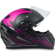 Capacete Para Moto FW3 Com Narigueira Modelo Gt2 Integral Cor Preto Com Rosa Resistente Tamanho 56