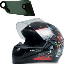 Capacete Para Moto Skull Caveira Preto 58 Viseira Fumê