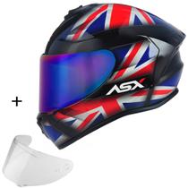Capacete Para Motociclista ASX Draken UK Inglaterra Novo Lançamento + Viseira Colorida