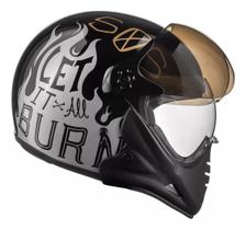 Capacete Peels F21 Burn Preto Brilho Aberto Queixeira Moto