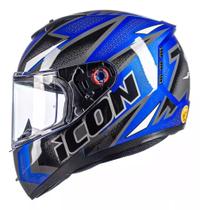 Capacete Peels Icon 23 Fast Azul Metálico Branco Moto Track