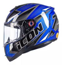 Capacete Peels Icon 23 Fast Azul Metálico Branco Moto Track Capacete Peels Icon 23 Fast Azul Metálico Branco Moto Track
