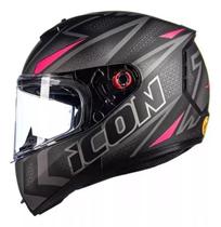 Capacete Peels Icon 23 Fast Preto Fosco Rosa Moto Track Day