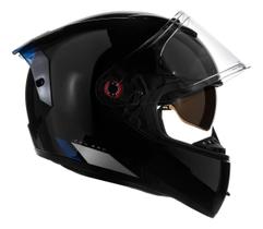 Capacete Peels Icon Pro 2nd Preto Azul Óculos Solar Brilho