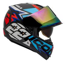 Capacete Peels Icon Pro Rt Preto Azul Oculos Solar Viseira