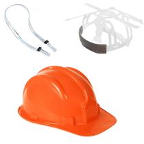 Capacete plt plastcor em polietileno selo inmetro laranja + jugular para capacete plastcor pvc c.a. 31469
