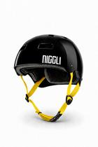 Capacete preto fita amarela pro brilho niggli