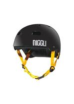 Capacete preto fita amarela pro brilho niggli