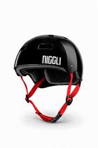 Capacete preto fita vermelha pro brilho niggli