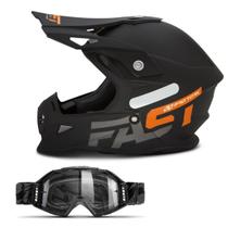 Capacete Pro Tork Cross Fast 788 Solid Preto e Laranja + Óculos Blast Tam. 56