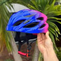 Capacete Profissional VEGO com LED Integrado (Ajustável) Rosa/Azul