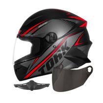 Capacete R8 Fechado Integral Pro Tork Universal Moto Masculino Feminino + Narigueira + Viseira Fumê